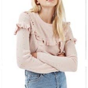 Cute TOPSHOP Blush Pink Ruffle Sweater💖